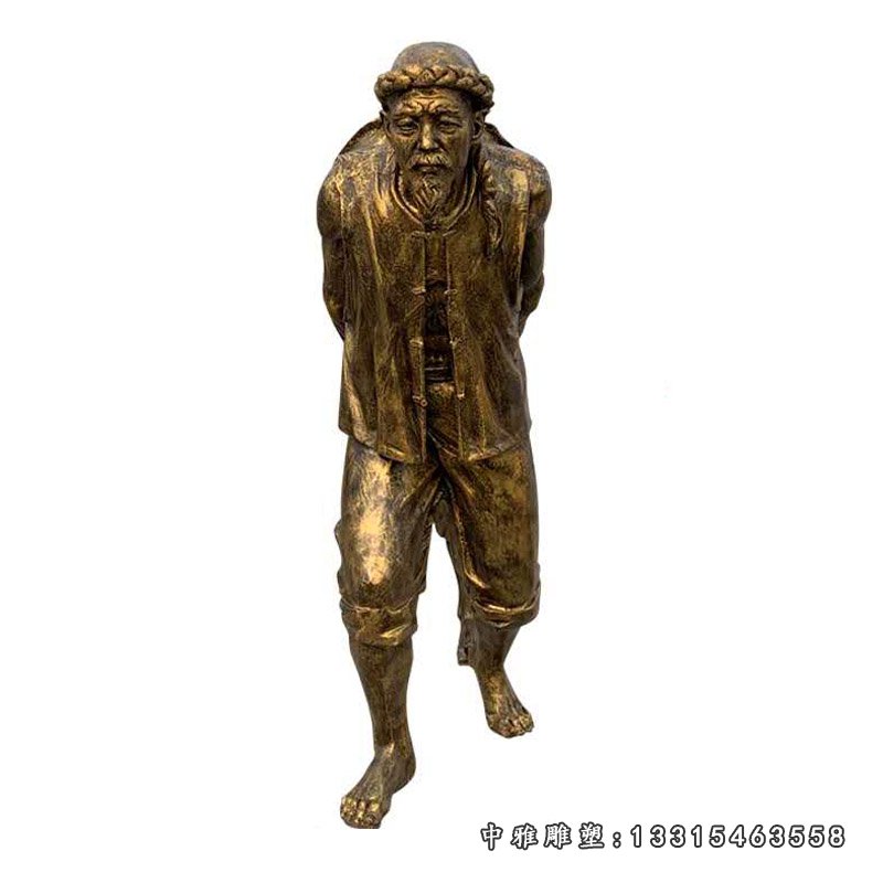 古代码头干活的工人铜雕 (3)