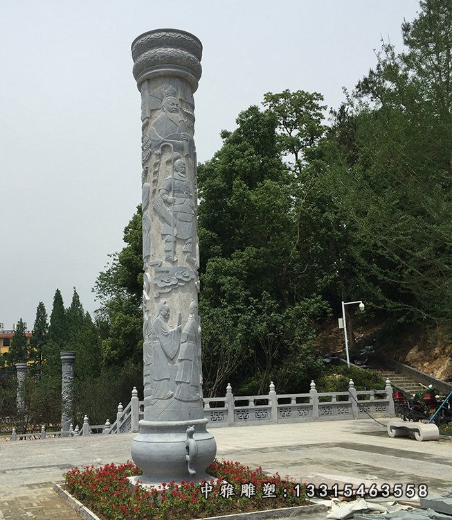 龙浮雕石雕柱大理石龙柱 (1)
