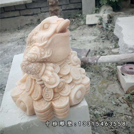 晚霞红吉祥如意金蟾，招财金蟾石雕