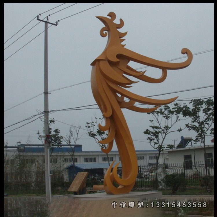 不锈钢凤凰抽象雕塑
