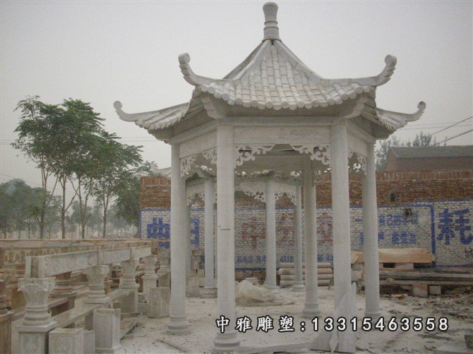 石凉亭，汉白玉单层石凉亭