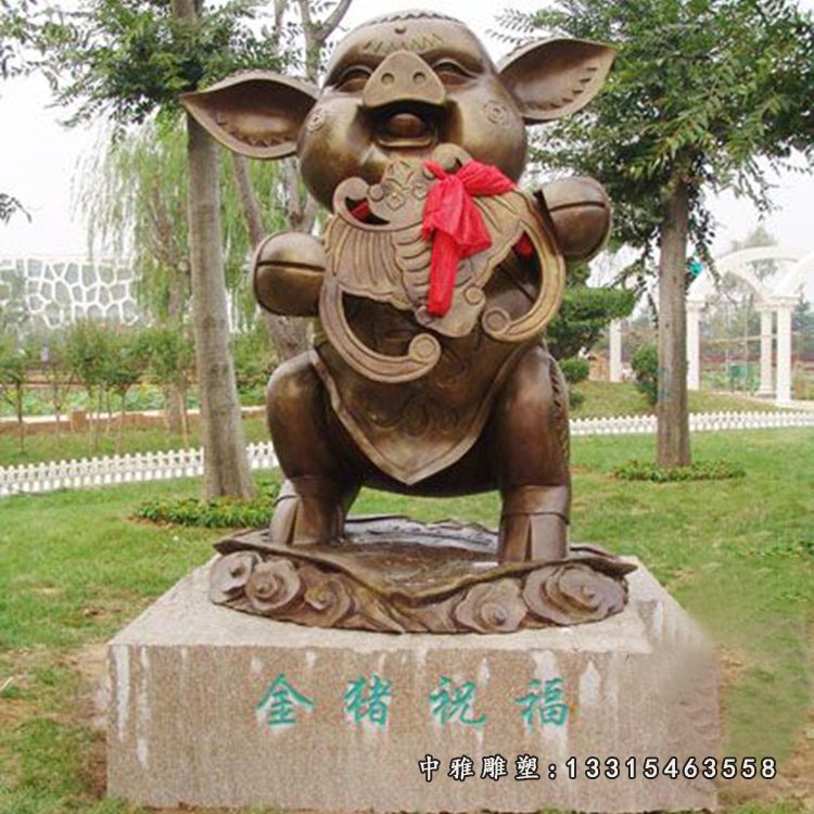 卡通金猪铜雕