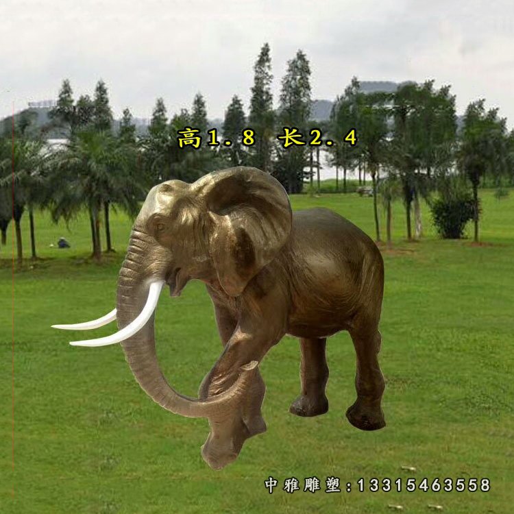 玻璃钢仿铜大象 公园仿铜动物装饰摆件