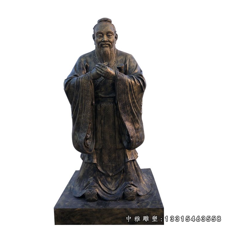 玻璃钢仿铜孔子，校园名人雕塑 (2)