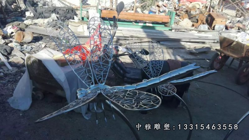 不锈钢抽象飞行蜻蜓 公园仿真动物雕塑 (2)