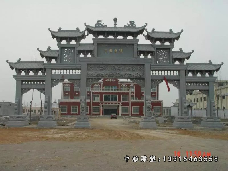 青石牌坊，石雕五门牌坊