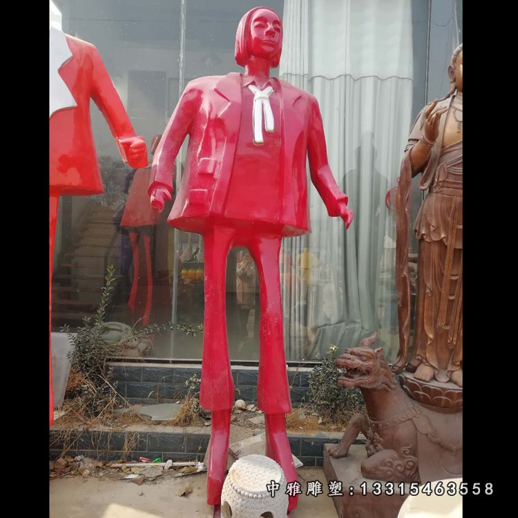 不锈钢抽象购物人物雕塑 (5)