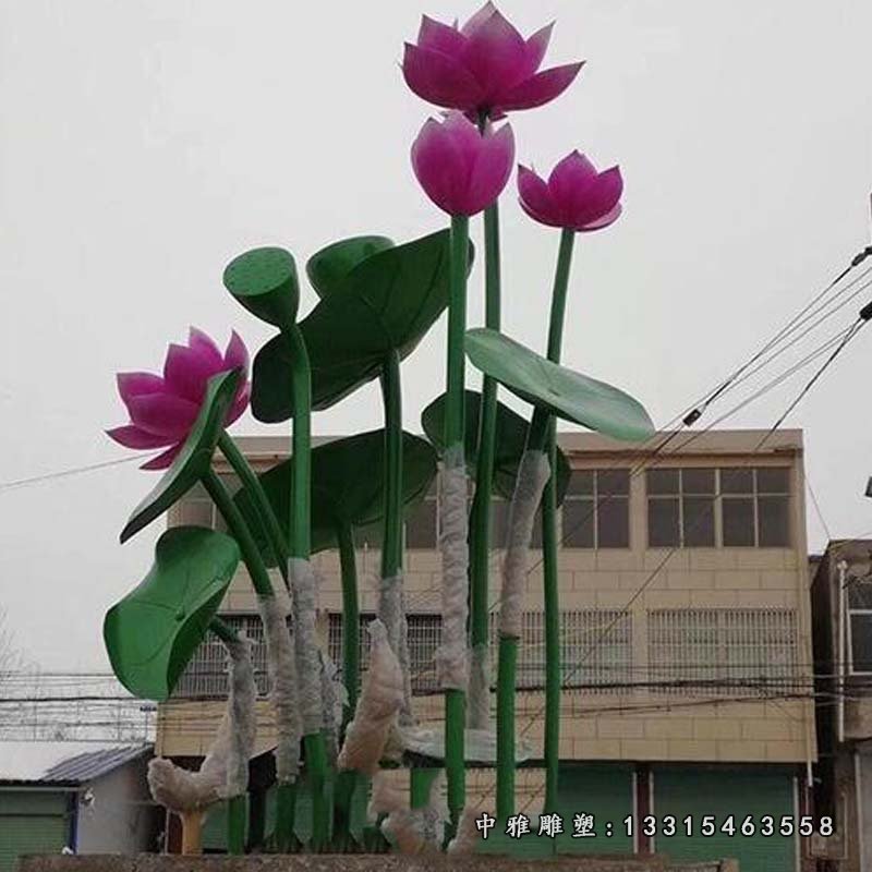 不锈钢植物雕塑厂家定制广场公园绿地艺术景观雕塑不锈钢荷花雕塑76401
