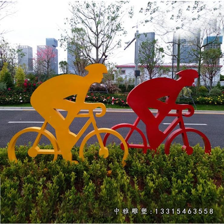 不锈钢城市骑车雕塑