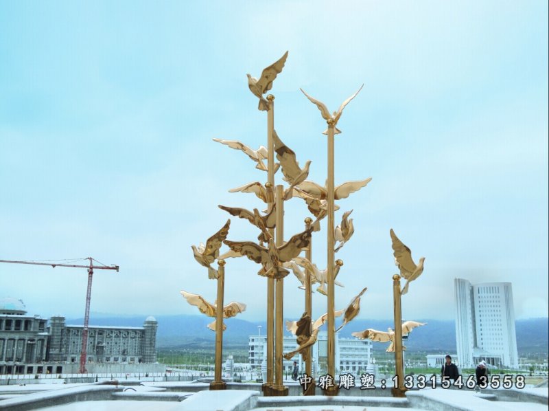 不锈钢鸽子雕塑飞翔的鸽子雕塑 (1)