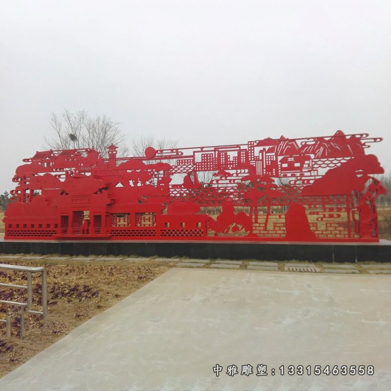 不锈钢剪纸画雕塑，公园不锈钢雕塑 (1)
