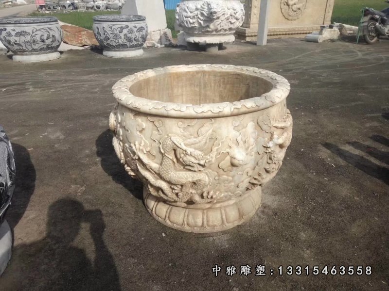 大理石雕刻景观花盆