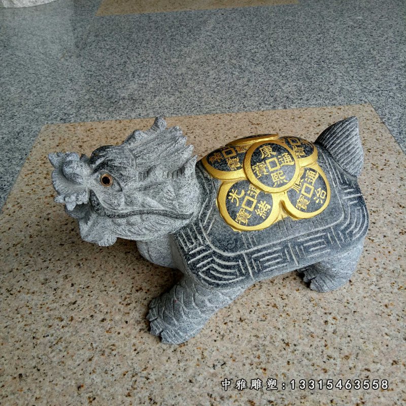 背驮铜钱的龙龟，石雕招财龙龟石雕