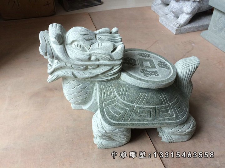 背驮铜钱的龙龟石雕 招财龙龟石雕 (2)