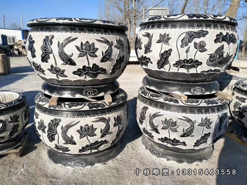 大理石古代花盆石雕