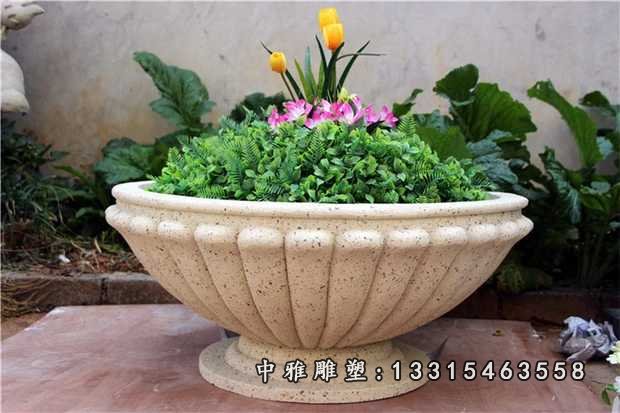公园景观石雕，大理石花盆雕塑 (4)