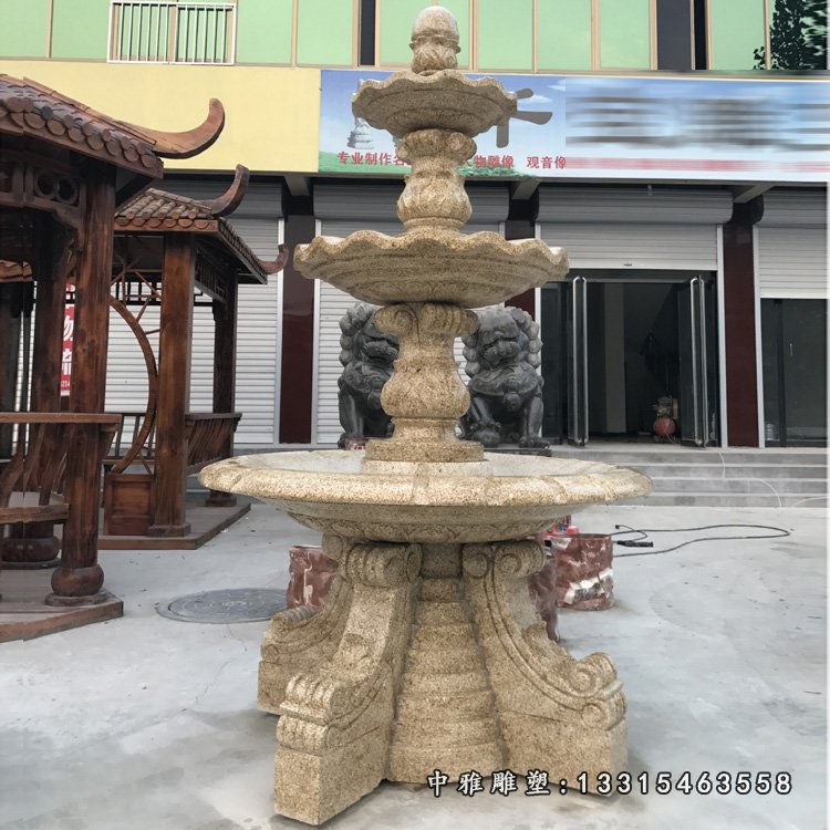 黄锈石喷泉，小区景观石喷泉