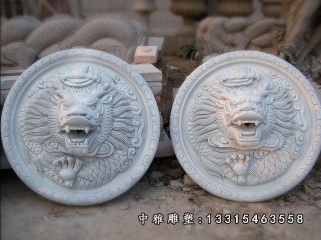 龙头石浮雕，石头喷水龙头浮雕 (1)