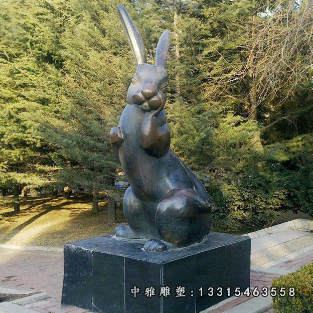 公园兔子铜雕 (2)