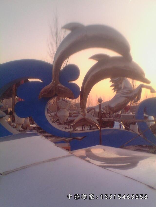 铜雕海豚，仿真海豚雕塑 (3)