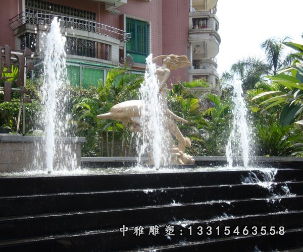 不锈钢海豚喷泉 别墅景观雕塑