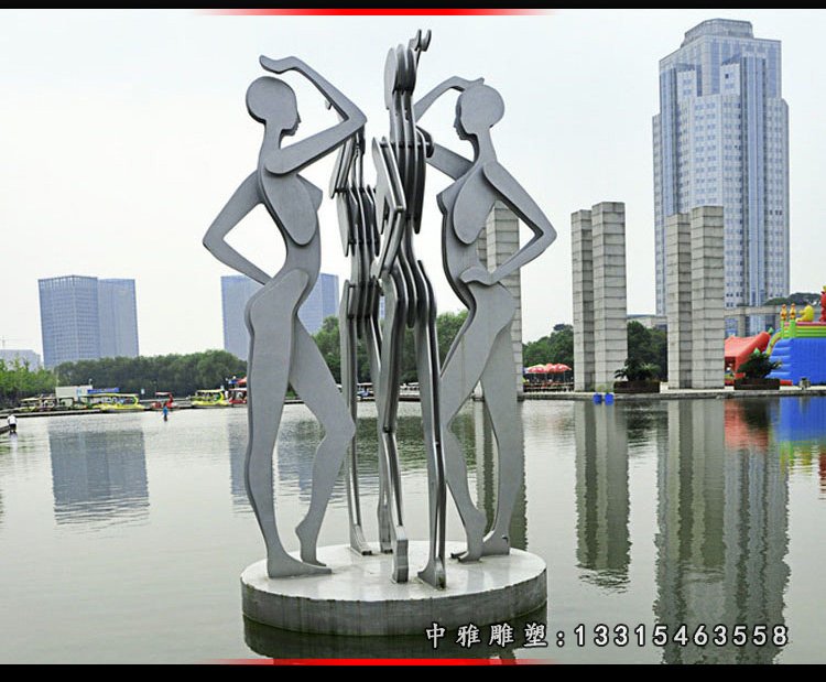 不锈钢跳舞情侣 广场景观雕塑 (2)