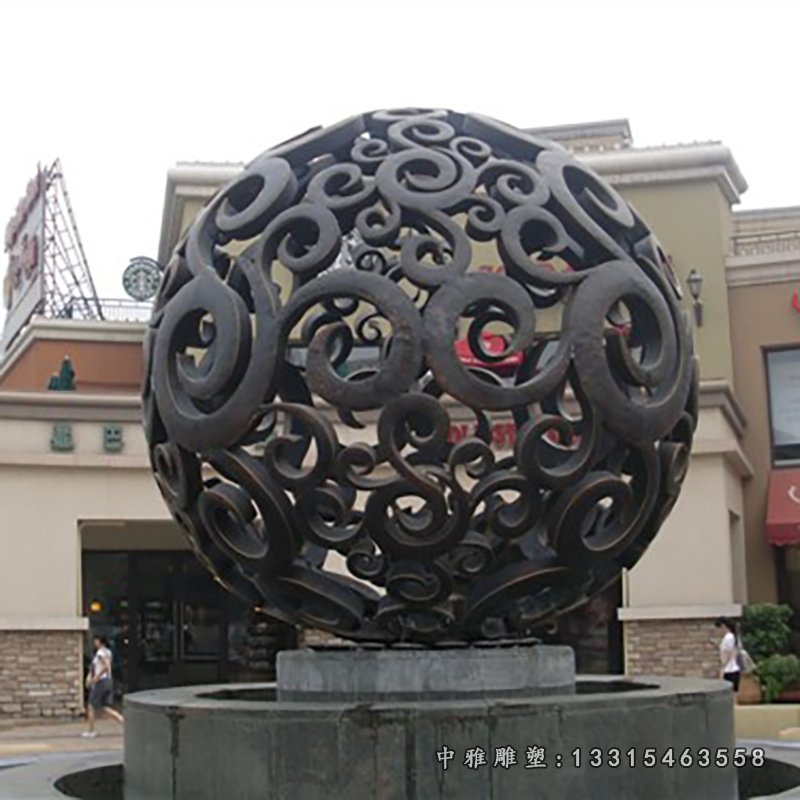 不锈钢发光镂空球 商场门口景观雕塑 (4)