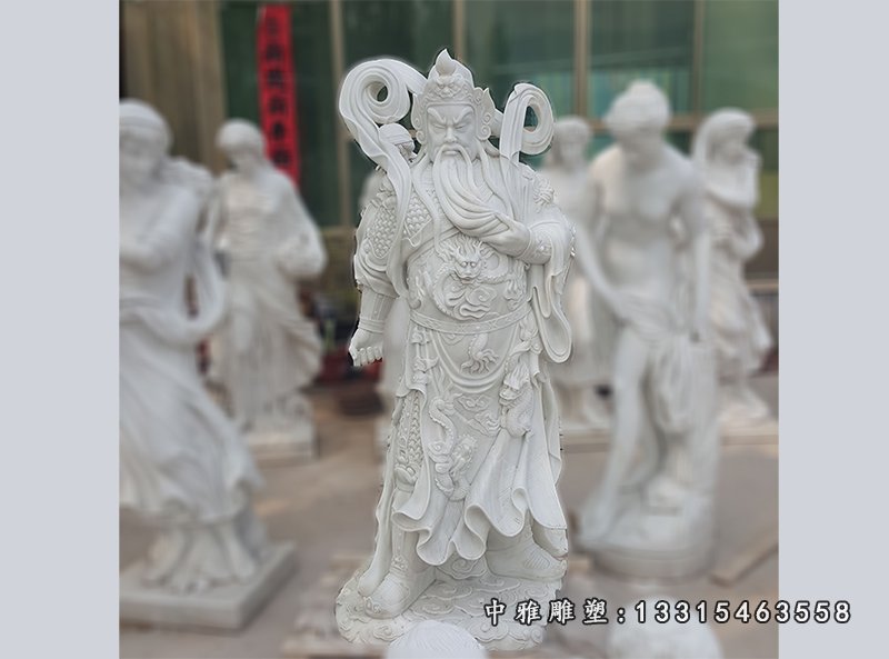 大理石立式捋须关公