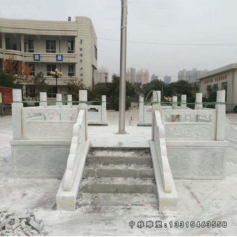 汉白玉升旗台，校园景观石雕