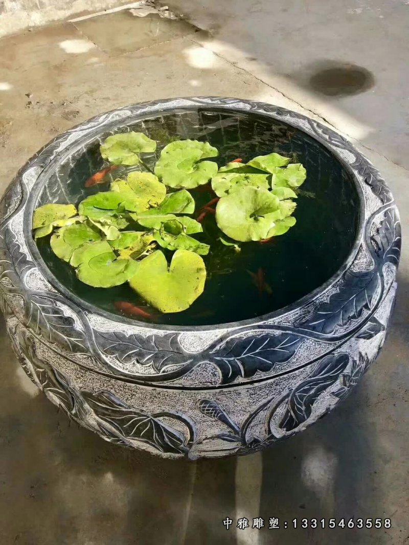 大理石荷花鱼缸花盆
