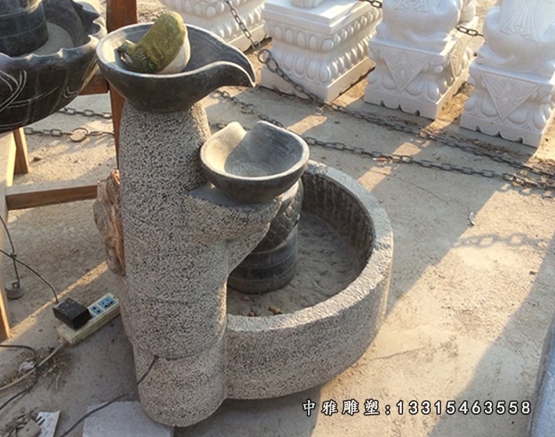 大理石小鸟喷泉 石雕公园景观摆件