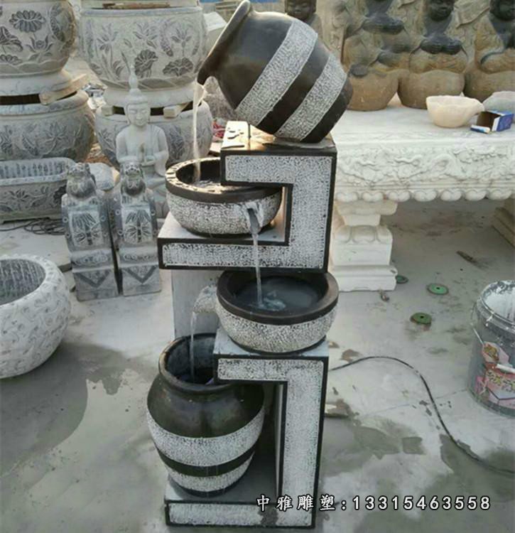 青石仿古花盆 石雕公园景观摆件 (1)