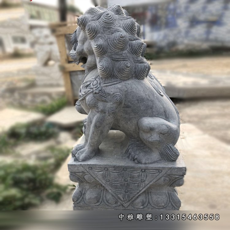 青石踩球狮子雕塑门口北京狮石雕 (6)