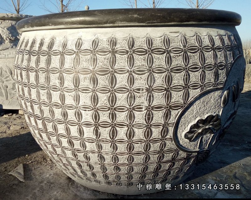 大理石年年有余花盆 石雕庭院景观摆件 (15)