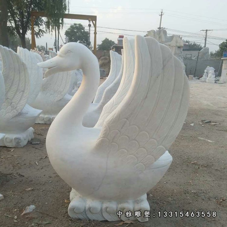 喷泉天鹅石雕，小区景观石雕
