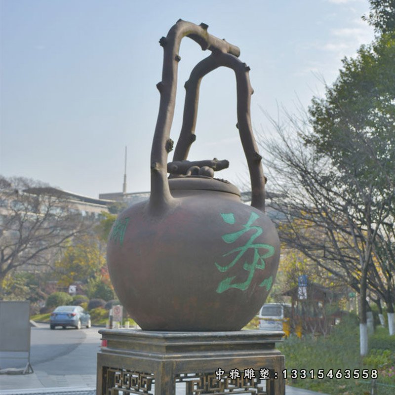 景区茶壶铜雕