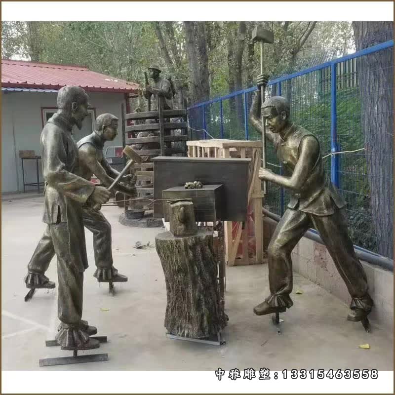 民俗人物打铁铜雕 (3)