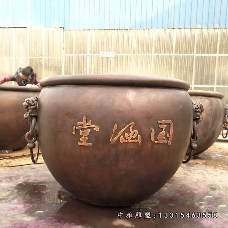 铜雕庭院景观狮子水缸
