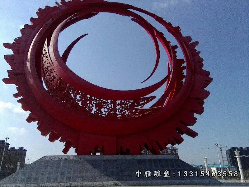 不锈钢齿轮球 公园景观雕塑 (2)