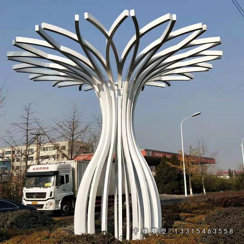 大型不锈钢镂空花瓶雕塑