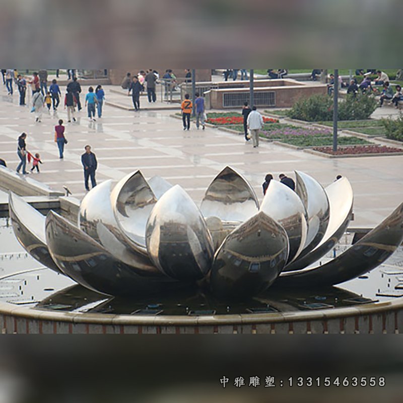 不锈钢盛开的莲花雕塑