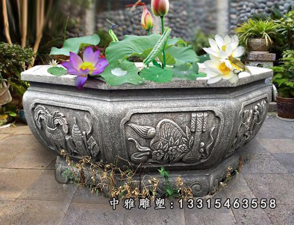 仿古庭院花盆雕塑