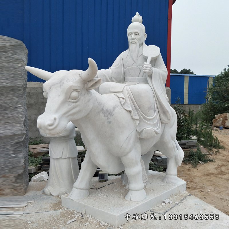 老子骑牛西行石雕，古代人物石雕 (1)