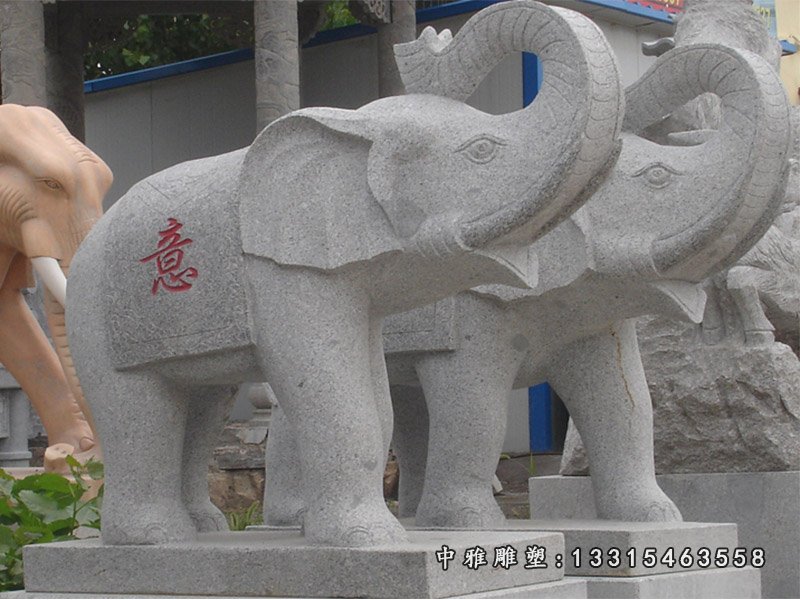 酒店企业门口大象石雕