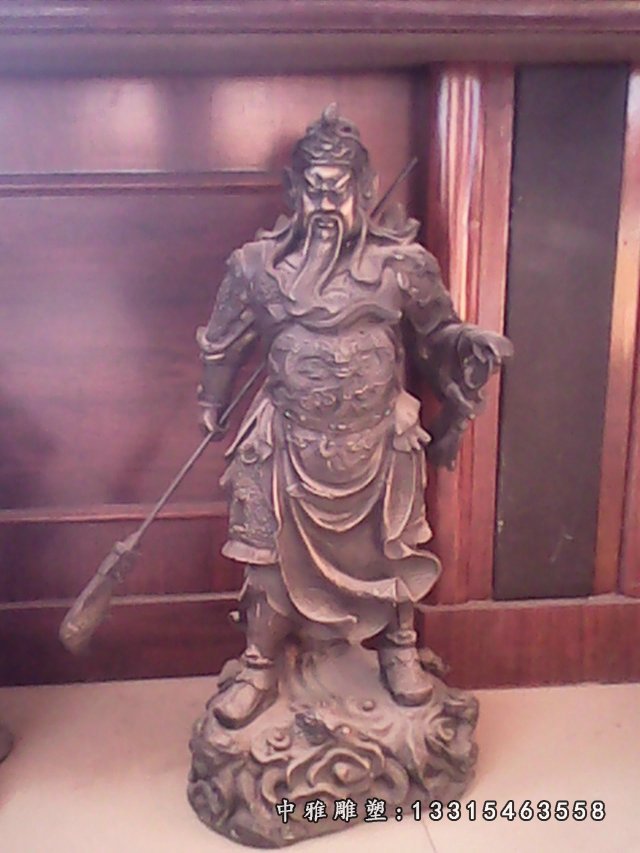 关公铜雕，铸铜关公雕塑，持刀关公雕塑 (2)