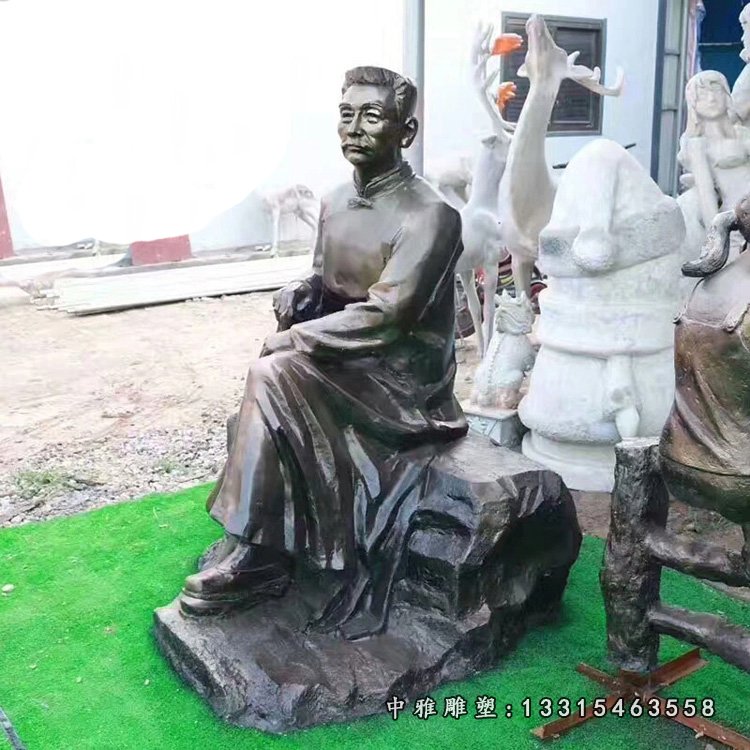 玻璃钢仿铜校园鲁迅 近代名人雕塑 (3)