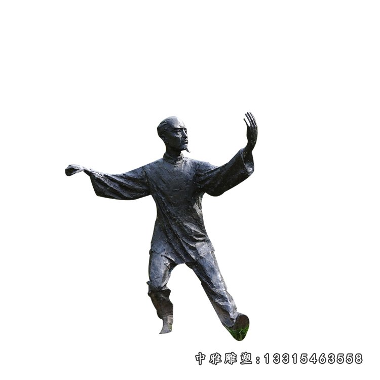 打太极人物摆件，玻璃钢仿铜人物雕塑 (3)