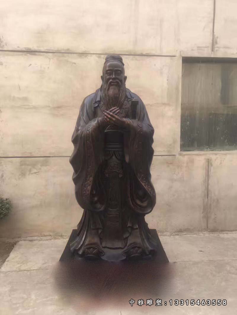 玻璃钢仿铜孔子行教像 校园古代名人孔子雕塑 (7)