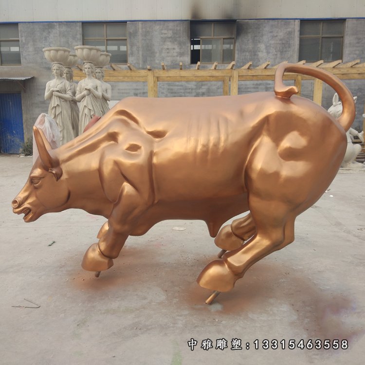 玻璃钢仿铜华尔街牛 街边仿铜牛摆件
