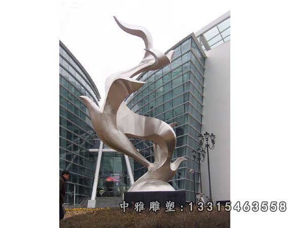 不锈钢抽象鸽子雕塑，不锈钢飞翔雕塑